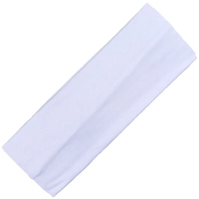 KENZ LAURENZ White Cotton Headband Soft Stretch Headbands Sweat Absorbent Elastic Head Band