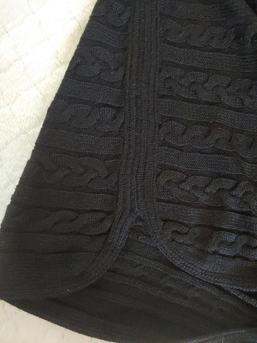Lauren Ralph Lauren 100% soft size S Cable-Knit Shawl Neck Black - Picture 4 of 9