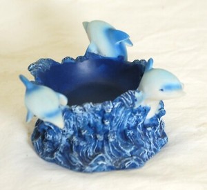 Tealight Candle Holder Three Jumping Dolphin Waves Resin Direct Connection
