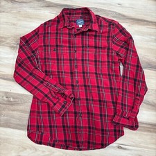 J Crew Flannel Shirt Mens Small Red Plaid Button Up