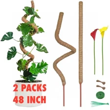 2 Pk 48” Bendable Moss Pole For Monstera Plant Coir Climbing Plant Support Stick