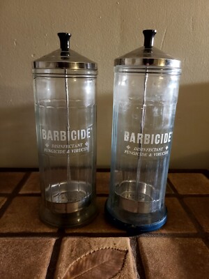 Lot Of 2 Vintage King's Research Inc Barbicide Disinfecting Jar Made In Canada 