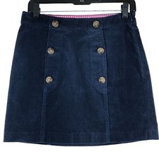Vineyard Vines Womens Size 0 Skirt Corduroy 6 Button Front Blue Pockets