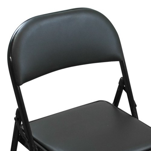 Folding Faux Leather Chairs - Padded Event Seats Conference Hall Guest Seating - Picture 26 of 79
