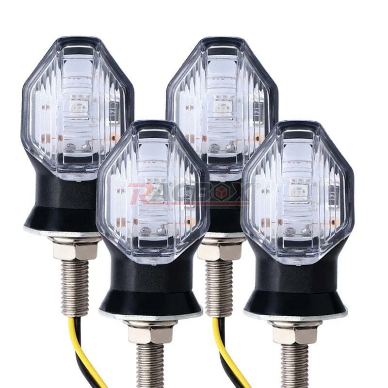 4 X Mini Motocicleta Indicador LED Señal de Giro Luz Intermitentes Lámpara Universal 8mm Foto 3 de 4