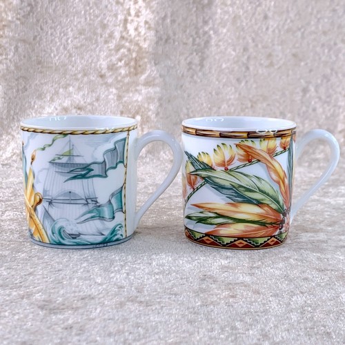 Hermes Paris Demitasse Cup & Saucer Patchwork Porcelain Tableware Set of 2 - Picture 6 of 14