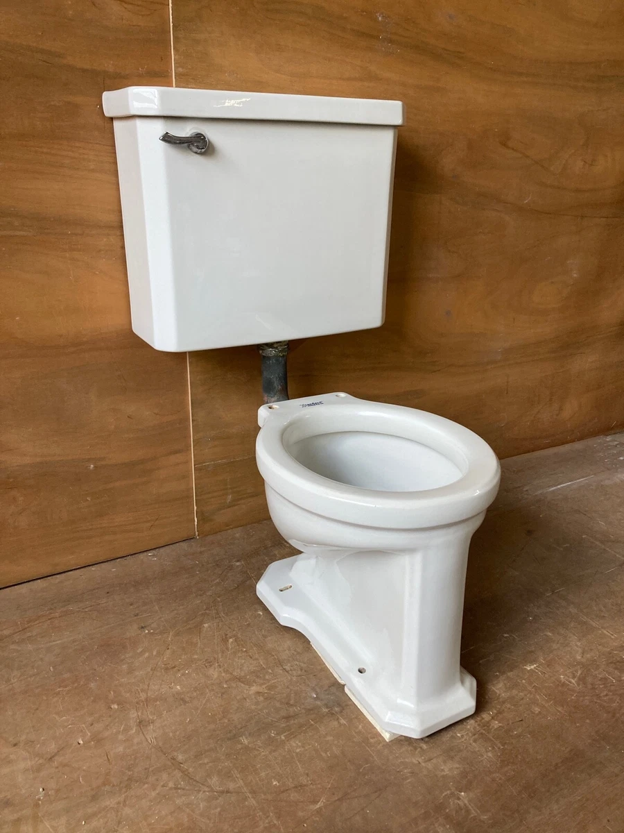 Vtg Standard Mid Century White Porcelain Toilet Bowl Tank Lid Old Deco 79 22E