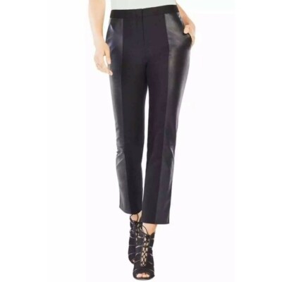 BCBGMaxAzria Pants Womens Size Small Brennan Black Faux Leather Crop High Rise