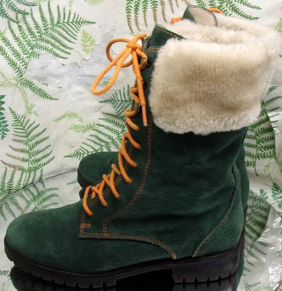 BOTAS IMPERMEABLES COLE HAAN VERDE GAMUZA CUERO CORDONES ZAPATOS EE. UU. MUJER TALLA 5.5 B Foto 4 de 4