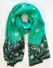 BATIK PRINT Emerald Silk Wrap Sarong Cover Up Dress One Size NEW