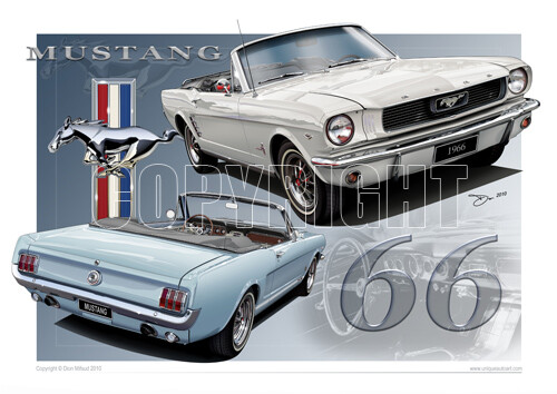 1966 Mustang Convertible Print - 1966 Ford Mustang Drawing ( 20 Colours ) - Picture 8 of 24