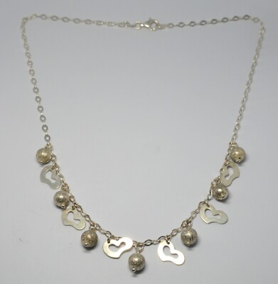 925 STERLING SILBER BETTELKETTE MIT HERZEN