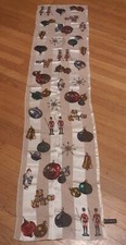 STuNNiNg ECHO CHRISTMAS ORNAMENTS LONG SILK SCARF Santa Claus Toy Soldiers Bells