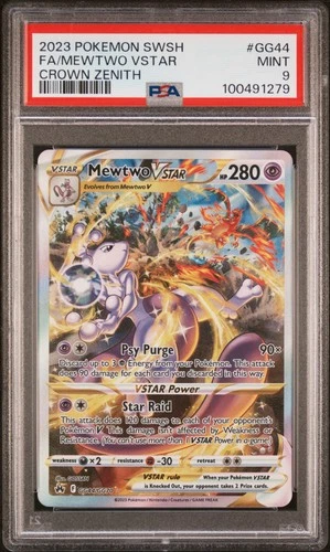2023 POKEMON SWORD & SHIELD CROWN ZENITH #GG44 FULL ART/MEWTWO VSTAR PSA 9