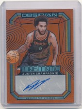 2023-24 Panini Obsidian Justin Champagnie Orange Flood Magmatic Auto /75 Wizards