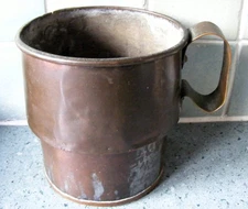 ANTIQUE FRENCH COPPER POT OR JUG MEASURE PAINT BRUSH UTENSIL HOLDER VASE