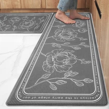 Kitchen Floor Mat Set of 2, Cushioned anti Fatigue Mat 17"X47"+17"X29"