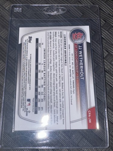 2025 Bowman Chrome JJ Wetherholt 1st Auto #CPA-JW True Green Refractor #88/99 - Picture 5 of 8