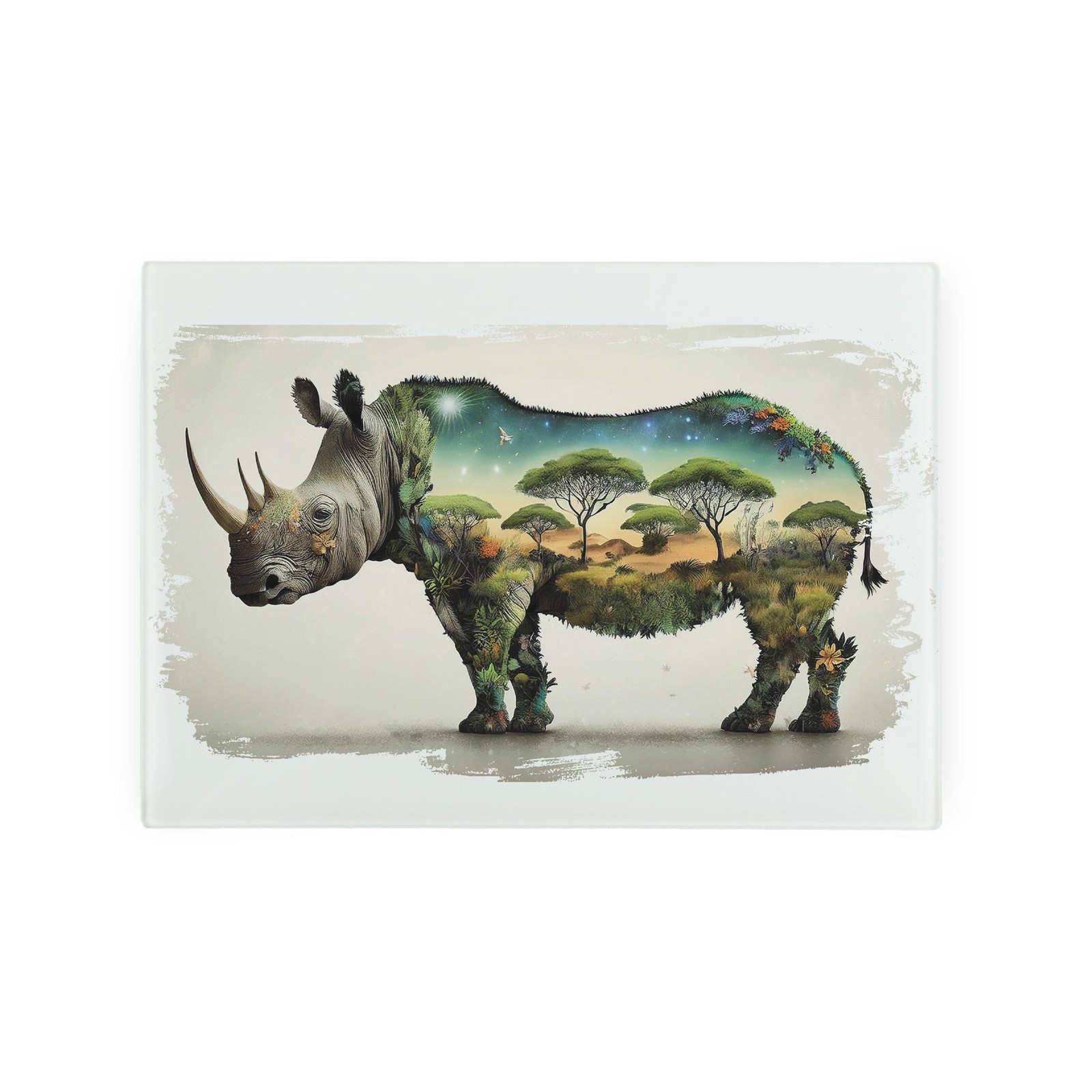 Wild Safari Animals Kitchen Gifts - Rhino Smooth Glass Worktop Protector