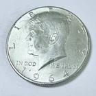 1964 Kennedy Half Dollar 90% Silver Circulated Condition US Coin Free Ship #8414