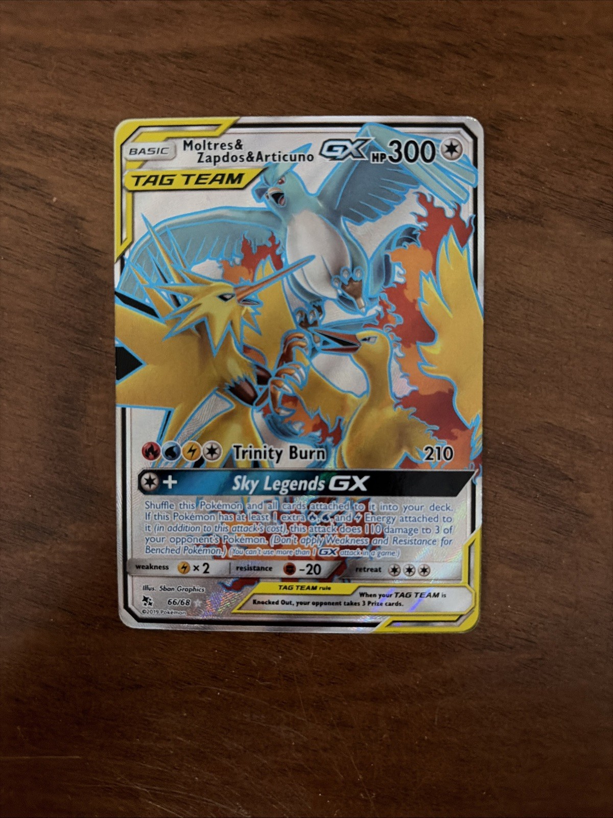 Moltres Zapdos Articuno GX Tag Team 66/68 Hidden Fates Full Art Pokemon Card
