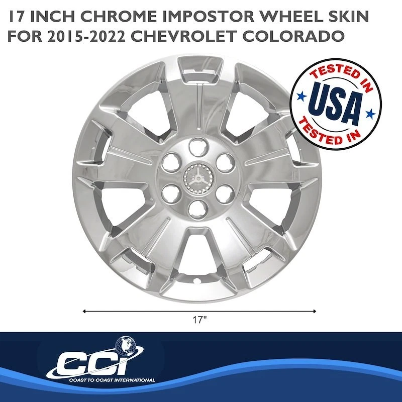 New Wheel Skin Covers Fits 2015-2022 Chevrolet Colorado 17 Inch; 5 Spoke; Chrome - Image 3 of 3