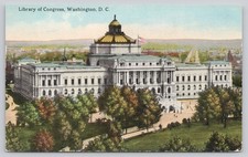Vintage Library of Congress Washington DC Linen Postcard Curt Teich A-3531