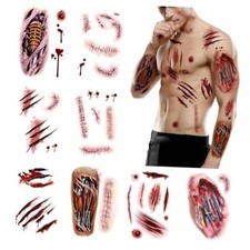 8 sheets Scar Tattoo Stickers for Halloween,Temporary tattoos for adult scar 1