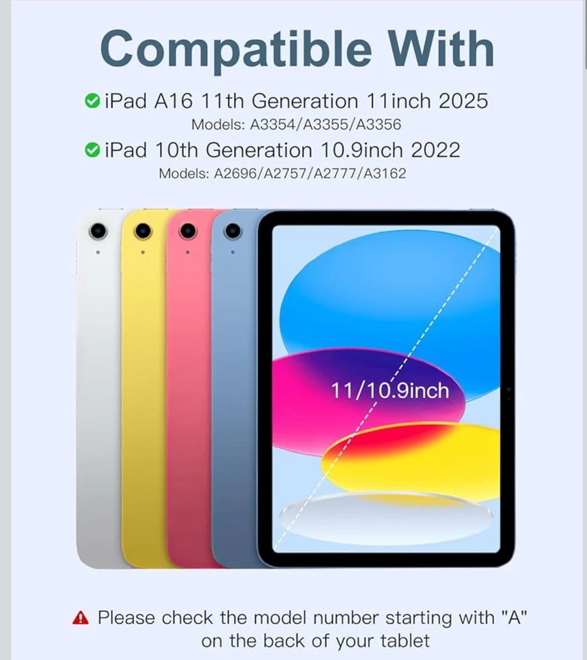 Folio Keyboard Cover Stand 7 Color Backlit Detachable Case For iPad A16 10.9/11” - Image 4 of 4