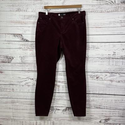 Kut From The Kloth Pants Womens Size 14W Diana Burgundy Corduroy Fab Ab Skinny