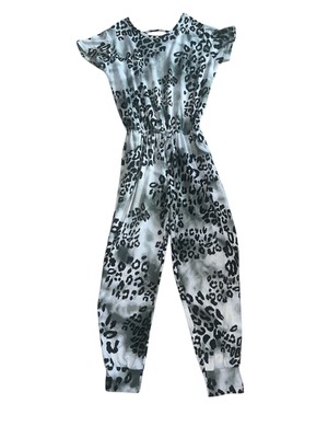 Pixie Lane Girls Animal Print Tie Dye Short Sleeve Jumpsuit Size 6