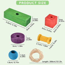 Bird Toys for Parrot 165 Pcs Colorful Multi-Shaped DIY Wooden Blocks Craft Birds