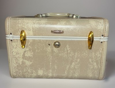 Vintage Samsonite Train Case w Mirror Hard Shell Luggage Makeup