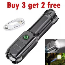 990000LM LED Flashlight Zoomable Tactical Police Super Bright Torch Rechargeable