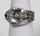 Vintage Signed Wallace "Rose Point" Sterling Silver Spoon Ring Sz 4 (Adjustable)