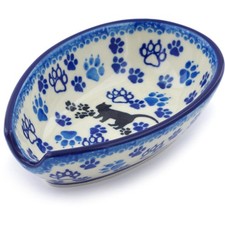 Reposacuchara de cerámica polaca 5 pulgadas Boo Boo Kitty Paws hecho a mano en Boleslawiec
