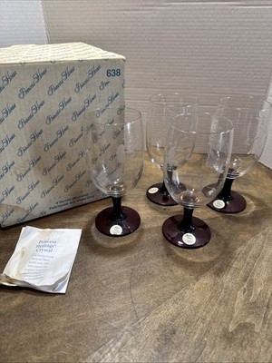 Princess House Heritage Crystal Ruby Red Stem Iced Tea Goblets FOUR NOS
