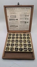 Kingsley Machine Co Letter Type Font Set Hot Foil VINTAGE WOOD BOX LOOK READ X1