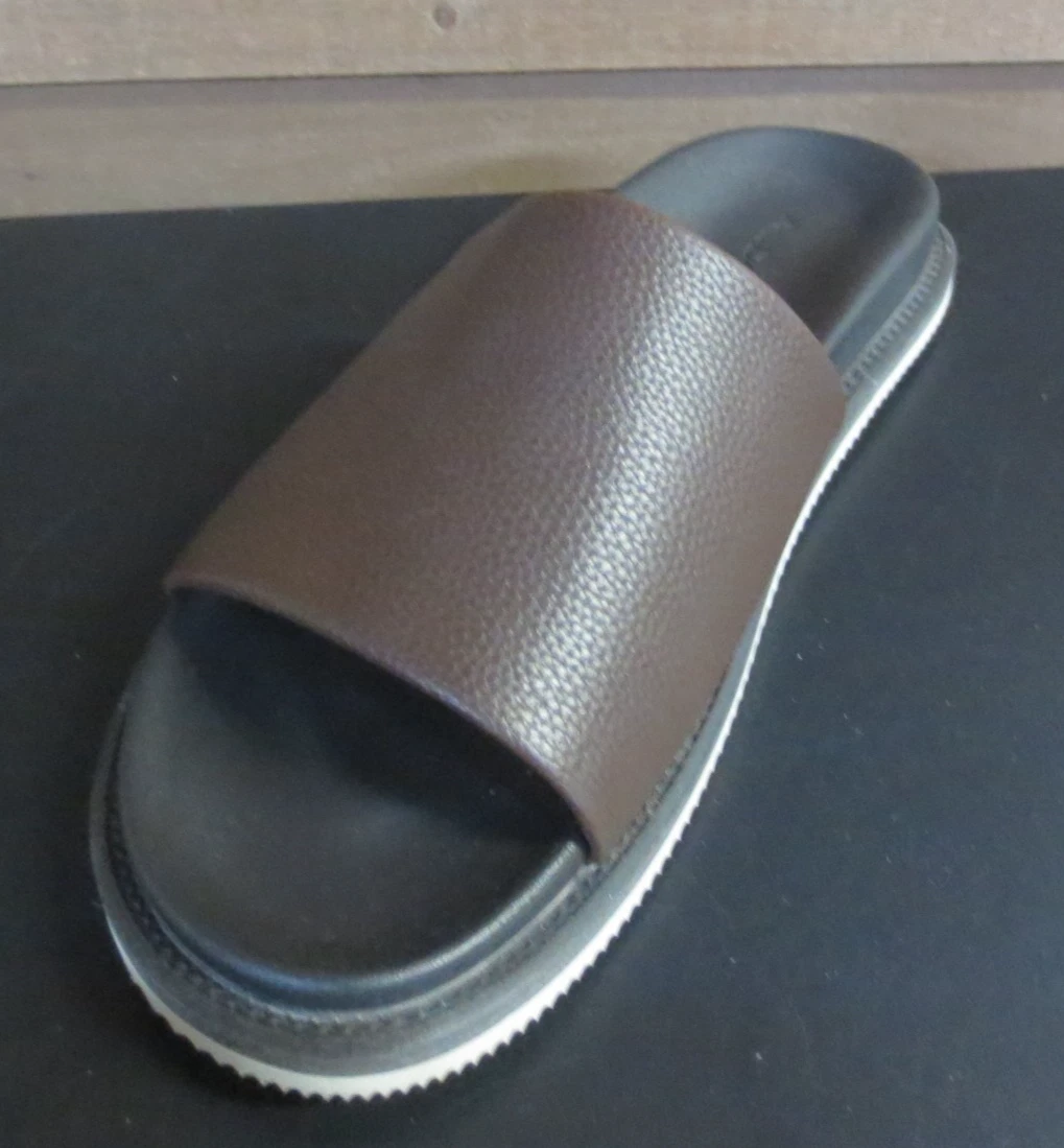 ALDO Gentslide Dark Brown Leather Smooth Men's Slides - US 8-9.5