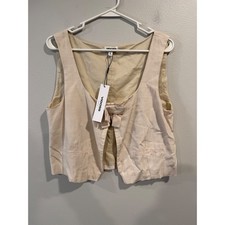 VIGOSS Womens Linen Blend Vest Size XL Beige ...