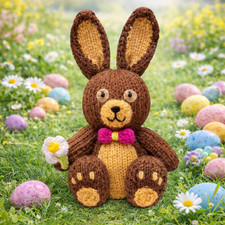 KNITTING PATTERN - Easter Cocoa Chocolate Bunny orange cover / 18cms Rabbit toy
