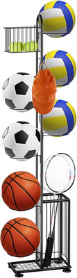 7 Tier Basketball Ball Storage Rack, Freestanding Basketball Holder Garage Ball 