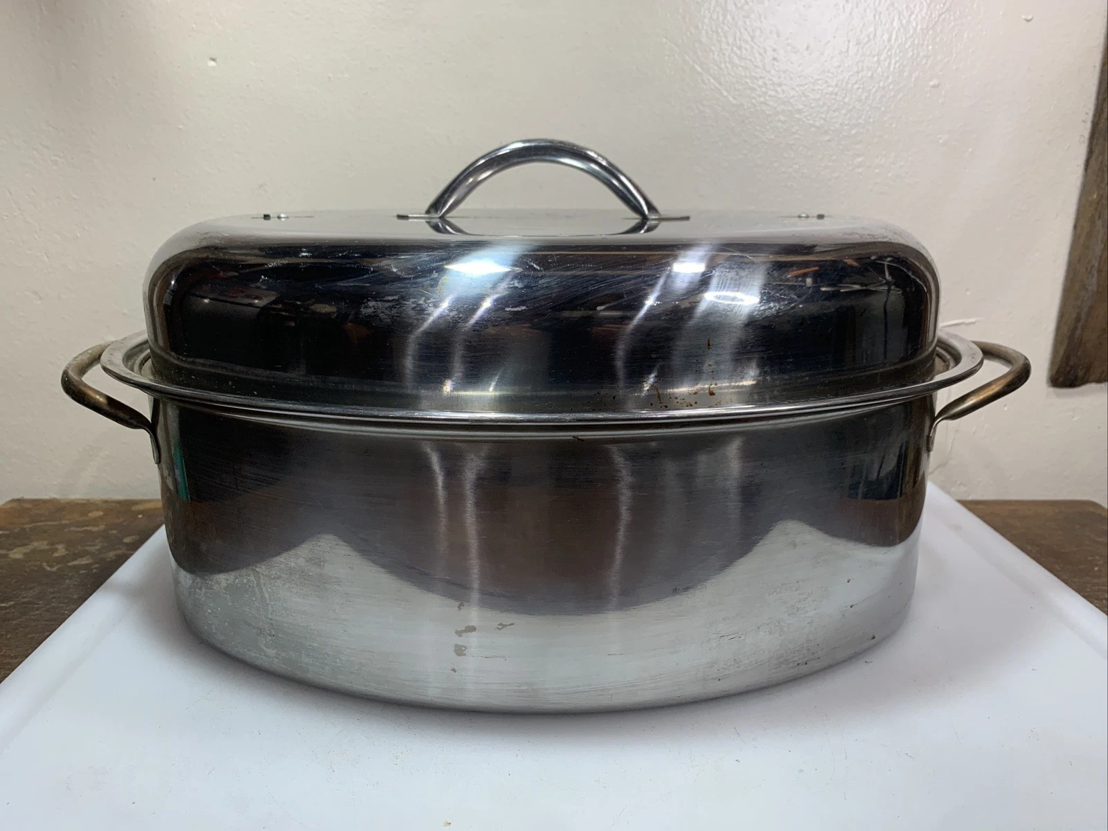 Vintage HD Stainless Steel Turkey Roaster Oven Steamer Cooking Pot Pan