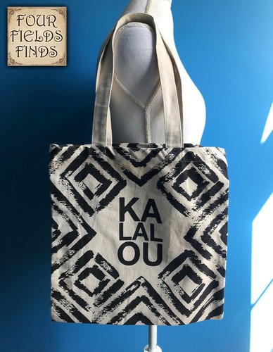 KALALOU Tribal Muster Beuteltasche Dekor 100 % Baumwolle Canvas Einkaufstasche Neu ohne Etikett - Bild 5 von 11