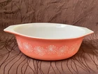 Pyrex pink white flowers oval 043 casserole 1 1/2 qt VTG daisy