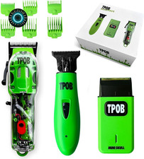 TPOB Slime 2 Barber Hair Clippers Trimmer Shaver Set for Men with Matte Green Ca
