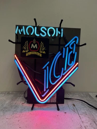 VINTAGE NEON - MOLSON ICE 1993 ORIGINAL BEER SIGN Canadian Bear Canada