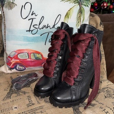 Schutz Zara Booties In Black/Red Vine Lace Sz 5.5B They Include Extra Black Lace