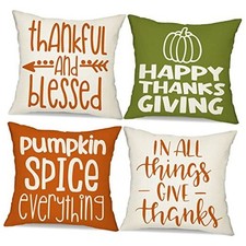 Fall Pillow Covers 18x18 Set of 4 Happy 18" x 18" Pack of 4 Fl31-a