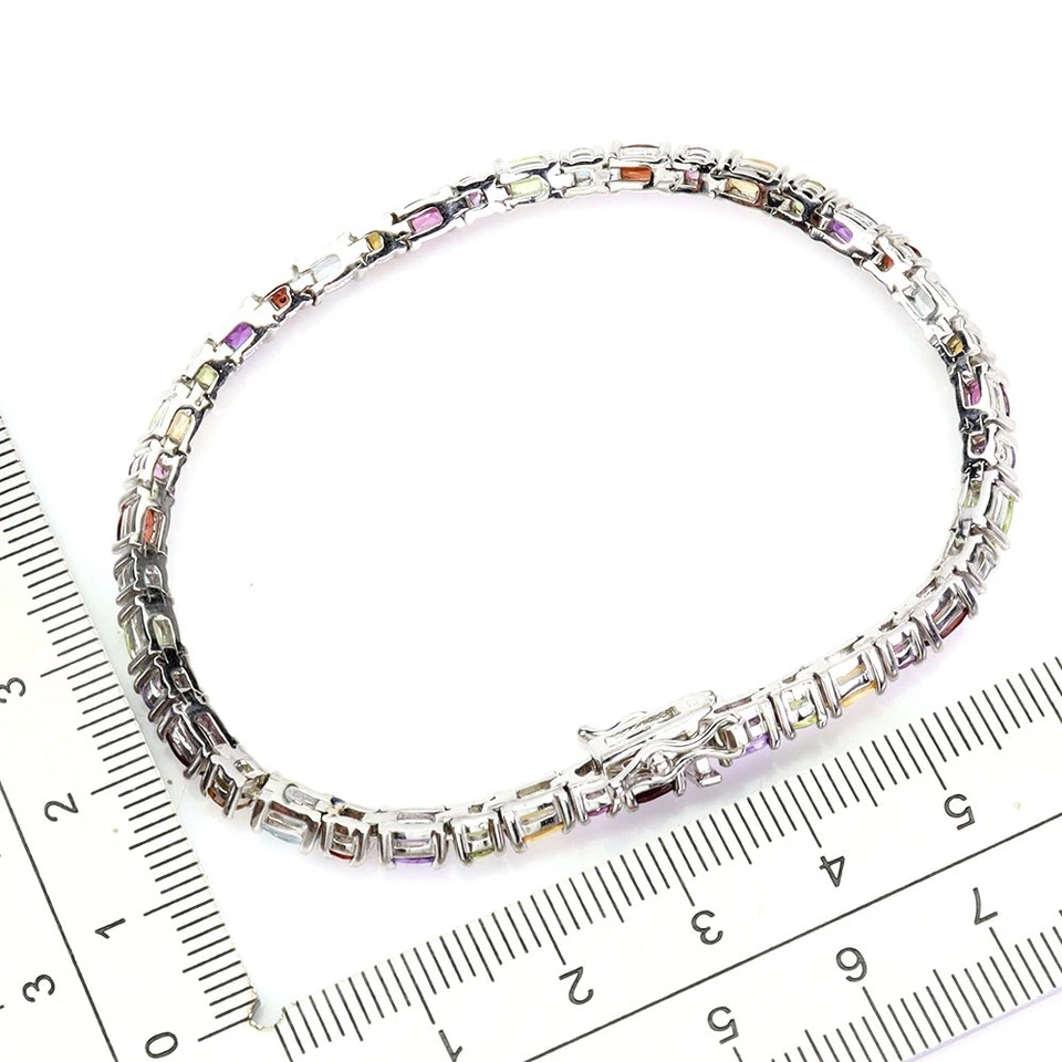 925 Sterling Silber Armband Oval Amethyst Citrin Granat Peridot Natürlich Gemsto - Bild 3 von 4